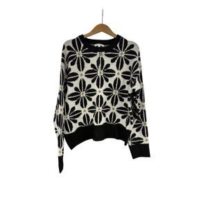 Newbury Kustom Black Cream Floral Sweater Boho Boutique Womens M New